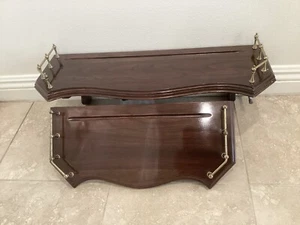 ETHAN ALLEN 2 HEIRLOOM MAPLE WOOD WALL DISPLAY SHELF LOT OF 2 - Picture 1 of 18