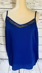 Camiseta sin mangas grande para mujer Cami I ❤️ Ronson azul sedoso negro lunares ribete de gasa - Imagen 1 de 11