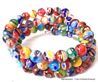 Vtg Spiral Wrap Bracelet Murano Millefiori Glass Bead Bangle Jewelry Lot V