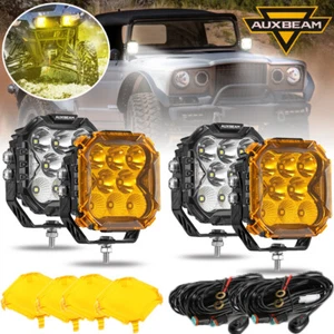 4PCS AUXBEAM 4"inch LED Pods Work Lights White Amber Offroad Driving Fog 4WD SUV - Picture 1 of 10
