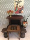 Dollhouse Furniture Game Table-Fireplace-Stools-Ac cessories Lot