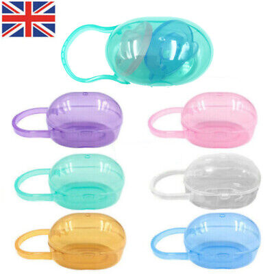 Protable Baby Soother Pacifier Dummy Storage Case Box Cover Holder Container UK • 1.79£