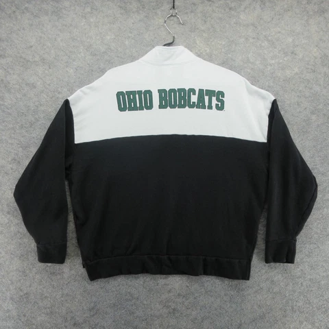Ohio Bobcats Sweatshirt Womens Large Black White Oversized 1/4 Zip Sweater OU Cover