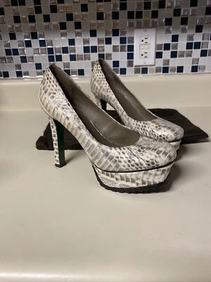 Lisa For Donald Pliner Platform Stiletto Lug Heels Size 7.5 Snake Embossed - Image 1 of 4