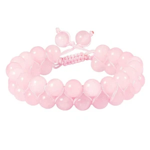 Classic 8mm Handmade Natural Double Beads Stone Rope Bracelet Adjustable - Picture 1 of 28