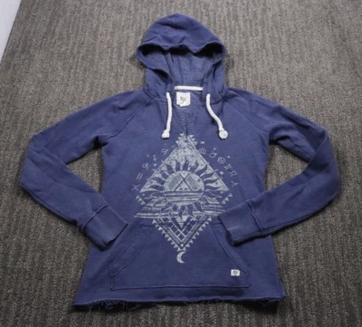 Billabong Mujer Pequeña Ligera Azul Sudadera con Capucha Playa Surfista Hippie Luna Estrellas Foto 1 de 4