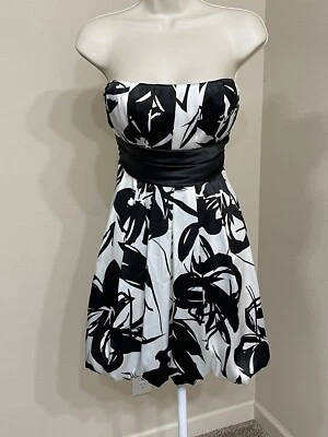 Speechless Women’s Black & White Floral Print Strapless Lightweight Mini Dress 7 - Image 1 of 4