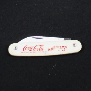 COCA COLA KNIFE...SINGLE BLADE USA...WHITE HANDLE...Coca Cola in Bottles 5¢ - Picture 1 of 3