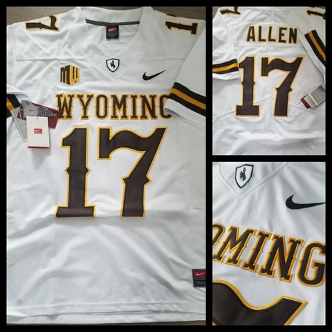 NEW!  JOSH ALLEN #17 WYOMING COWBOYS COLLEGE WHITE 100% FULL STITCHED JERSEY XL Cover