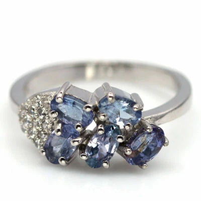 Shola Vero Naturali Viola Blu Tanzanite Anello Tgl 50 (15,9) Argento R755 - Immagine 1 di 3