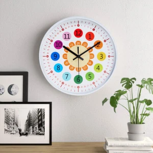 8" 12" Kids Teaching Clock Learning to Tell Time Educational Wall Clock Bedroom - Picture 1 of 14