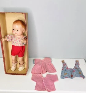 Vintage Goldberger Composition Baby Doll 11” Jointed Molded Hair Painted Eyes - Picture 1 of 12