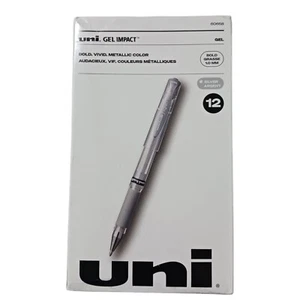 uniball Impact Gel Pen, Stick, Medium 1 Mm, Silver Metallic Ink, Silver Barrel - Picture 1 of 3