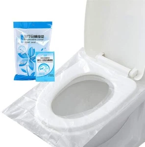 50 Pack Disposable Plastic Toilet Seat Cover Waterproof And Non Slip Individuall - Picture 1 of 6