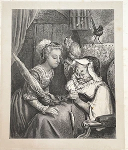 GUSTAVE DORÉ, FAIRY TALES BY PERRAULT Wood Engraving, 1862, SLEEPING BEAUTY (#5) - Imagen 1 de 5