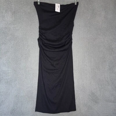 Vestido Michael Stars Negro Rosella Acanalado y Acanalado Midi Tubo Grande Nuevo Con Etiquetas Foto 1 de 4