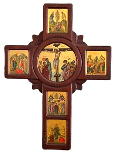 Bendición Iglesia Ortodoxa Bizantina Cristianismo Iconos Madera Pared Cruz - Imagen 1 de 10