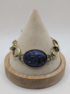 HEIDI DAUS "Chains & Cabs" Toggle-Closure(Lapis Simulant) Adj Bracelet - Picture 1 of 10
