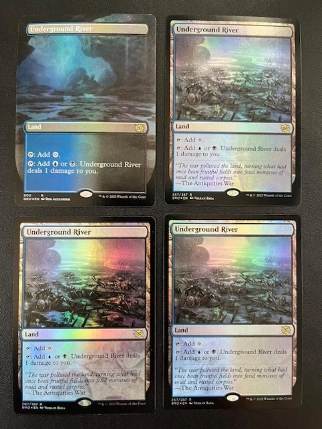 MTG- Underground River x4 - Brother's War - All FOIL (1 is Borderless) - Image 1 of 1