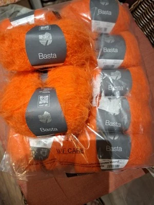 "450g Lana Grossa Basta" Wolle, Farbe 11, orange,super Weich + 4 Hefte dazu !! - Bild 1 von 4