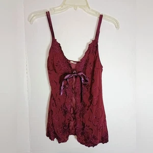 Vintage Women's Elegant Burgundy Lace Camisole Size Medium - Foto 1 di 5