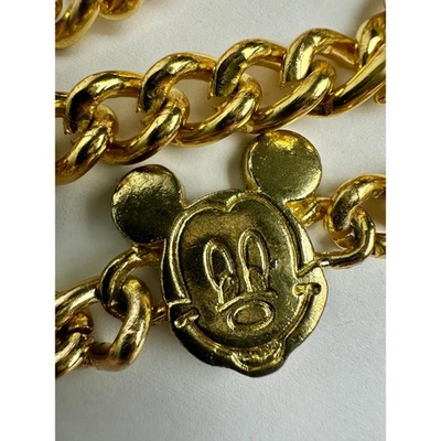Vintage Mickey Mouse Disney Adjustable Chain Belt Glentex New York Gold Tone 42" - Image 1 of 4
