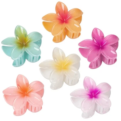 6-Pack Flower Claw Clips for Women Hawaiian Hair Accessories - Image 1 of 4