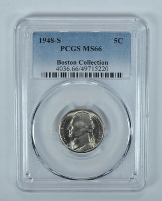 1948-S Jefferson Nickel Boston Collection MS66 PCGS *7824 - Image 1 of 4