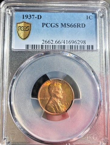 1937-D Lincoln Cent PCGS Certified MS66 RD Freshly Graded  Wild Color !! Cover