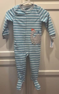 Carters NEW Boys Sz 3T Striped Dinosaur One Piece Footed Pajama NWT - Picture 1 of 4