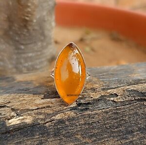 Indian Amber Ring In 925 Silver Ring, Womens Jewelry, Birthday Gift, Affordable