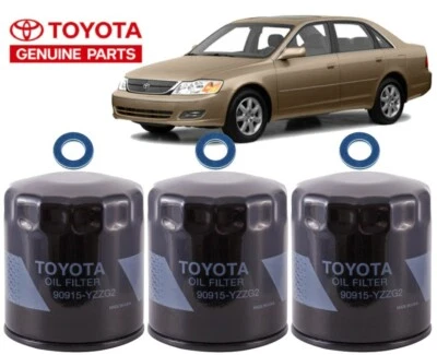 JUEGO DE 3 FILTROS DE ACEITE TOYOTA AVALON 1995 - 2005 CON ARANDELA DE TAPÓN GENUINO 90915-YZZG2 Foto 1 de 2