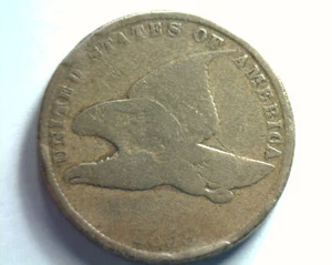 1858 SMALL LETTERS FLYING EAGLE CENT PENNY ABOUT GOOD / GOOD AG/G ORIGINAL COIN - Picture 1 of 2