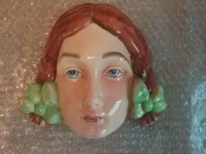 Rare  Beswick Art Deco Girl with Plaits Wall Mask  Hanging / Plaque 393 1930's - Picture 1 of 1