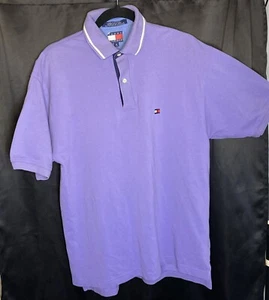 Polo uomo vintage anni '90 TOMMY HILFIGER viola chiaro viola M - Foto 1 di 2