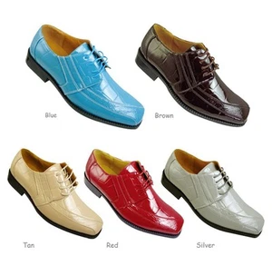Men's Oxfords Faux Leather Croco-Embossed Dress Shoes #5733 Size 8.5 - 16 - Picture 1 of 14
