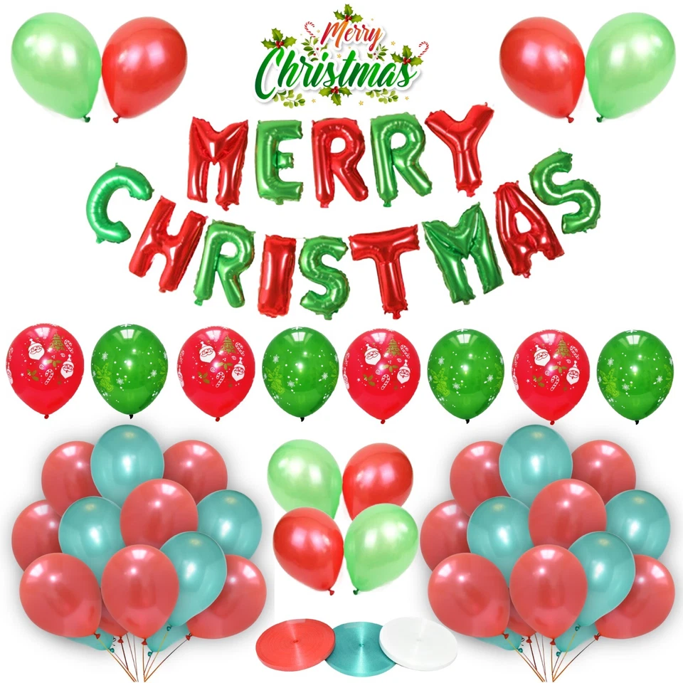 PANNU DESIGN Christmas balloons 16" self inflating banner 12" LATEX Xmas Santa theme party UK