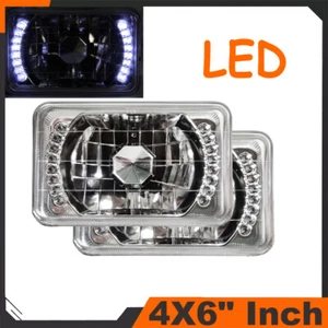 2 PIEZAS 4X6" Pulgadas Faros Cuadrados Lámpara Cromo Blanco LED Halo Viga Sellada Vidrio - Imagen 1 de 9
