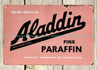 Аладдин розовый парафин белый май 1920-х металлический жестяной знак настенное искусство проекты - Изображение 1 из 4