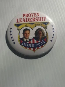 Seltene ~ politische Anstecknadel ~ * bewährte Führung * Al & Tipper Gore, 2000, große Anstecknadel - Bild 1 von 5