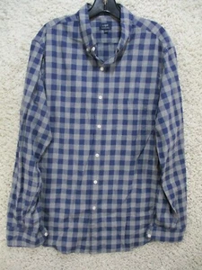J Crew Shirt Mens Large Blue Gray Check Button Up Long Sleeve Heathered Cotton - Picture 1 of 10