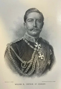 1891 Vintage Magazine Illustration William II Emperor of Germany - Imagen 1 de 1