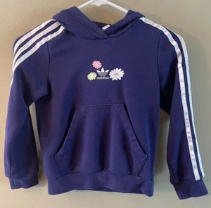 Adidas Girls Blue Flower Print Hoodie Size XS - Picture 1 of 4