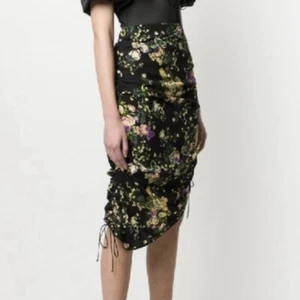 NWT For Love and Lemons Molly Drawstring Skirt in Black Floral Ruched Sz L NEW! - Picture 1 of 14