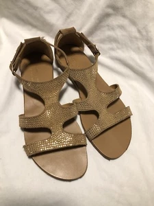 Mila Paoli Gold Studded Sandals Leather Size 6 - Picture 1 of 9