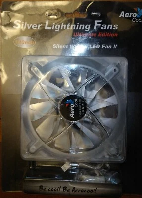 Aero Cool Silver Lightning Fan Ultimate Edition 140mm Silent White LED Fan - Image 1 of 2