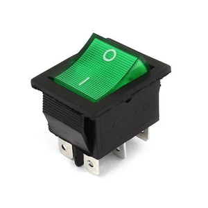 1pcs Illuminated Green Light DPDT On-Off Snap in Rocker Switch AC 220V 15A - Bild 1 von 2