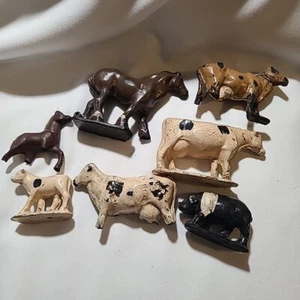 Vintage Lot 7 Made in USA Resin Farm Animals Arcor Toys DAMAGED sold as is - Picture 1 of 19