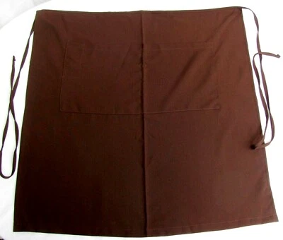 2..BISTRO..CHEF WAITER..RESTAURANT..BAR..BROWN..APRON..2 POCKETS..LONG..NEW..USA - Image 1 of 2