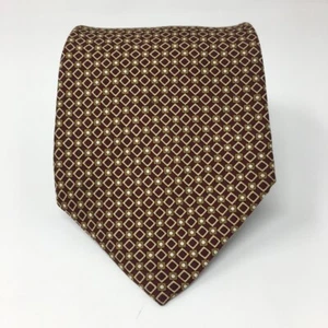 Brooks Brothers Basics Burgundy Brown Geometric Mens Necktie Tie Made in USA - Picture 1 of 7